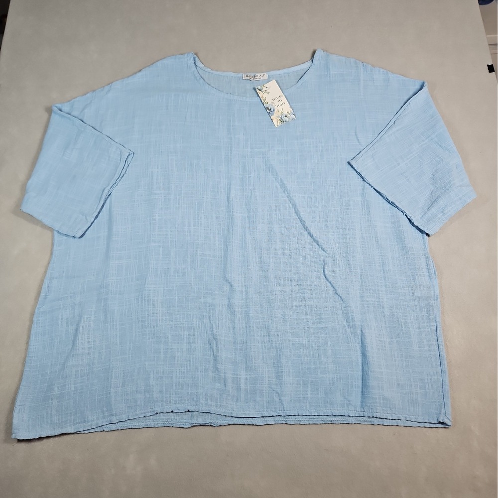New Collection Womens Light Blue Cotton Short Sleeve Shirt Size 2X NWT